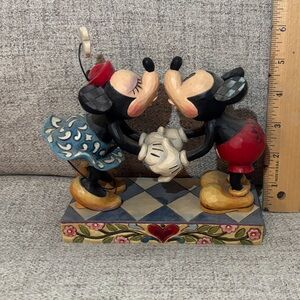 Disney Mickey and Minnie Kissing Figurine - Red, Blue, Black